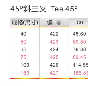 Anchor Brand UPVC Japanese Standard Industrial Drainage 45° Y-branch thumbnail-1