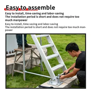 Outdoor Weatherproof Galvanized Steel Safety Ladder With Protective Cage for Building Exterior Wall thumbnail-4