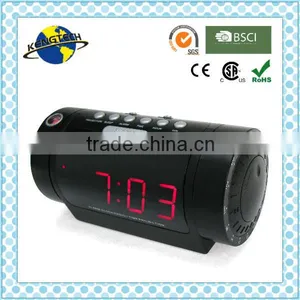 Round Shape Big LED Display Projector Radio Alarm Clock Radio thumbnail-1