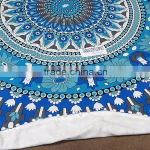 Cotton Round Beach Towel Hippie Mandala Tapestry Wall Hanging Ethnic Indian Table Cloth Round Yoga Mat thumbnail-2