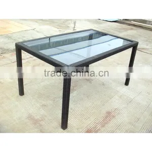 Rattan Kitchen Garden Portable Camping Outdoor Restaurant Dinning Glass Table thumbnail-3