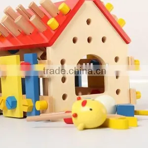 Children Small Toy Wooden Screw House thumbnail-1