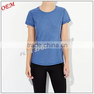 Polyester Spandex Wholesale Woman Sports Yoga Wear Fashion Fitness Gym T-Shirt thumbnail-3