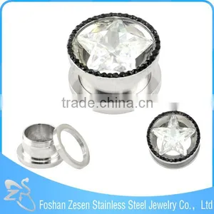 316L Big Star Zircon Body Jewelry Making Supplies Ear Plugs Tunnel thumbnail-5