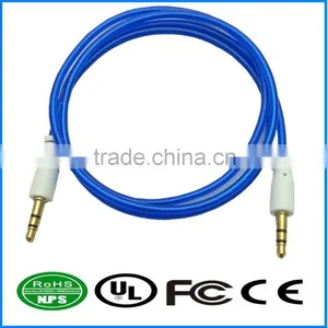 AUX Cable Fluorescent Blue Gold Plated Audio I/O Wire Stereo Panel Mount Cable for PC, Car Audio, Audio Equipment thumbnail-1