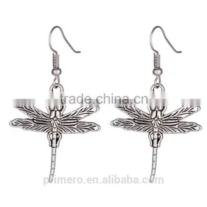 Vintage Silver Animal Dragonfly Elephant Skull Cross Heart Clover Multi-Style Earring thumbnail-3