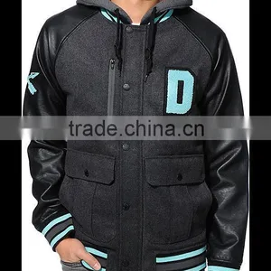 Men Custom Made Varsity Jacket With Leather Sleeves thumbnail-1