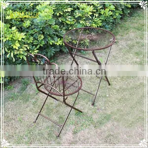 Antique Cast Iron Folding Table and Chair Set Patio Garden Furniture thumbnail-5