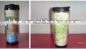 Promotional Double Wall Plastic Cups With Lids and Paper Insert thumbnail-1