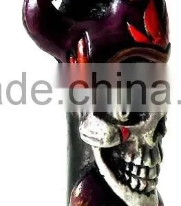 Figurine Shaped Hand Crafted Smoking Pipes - Jester Skull on Fire thumbnail-3