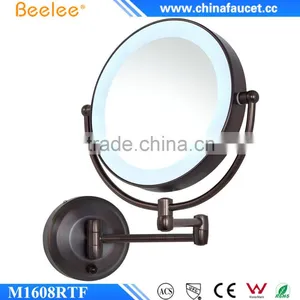 Beelee ORB Copper Double Side Cosmetic Wall Mounted Mirror With LED Light Quality Choice thumbnail-1