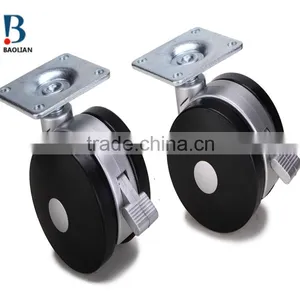 2016 Newest 3-inch Black Metal Plate Nylon Plastic Rivet Swivel Caster With Brake thumbnail-6