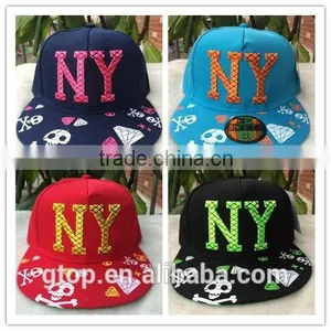 Baseball Cap Street Dance Punk Hip Hop Flat Snapback Visor Hat Skull Letter Embroidery thumbnail-1