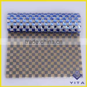 New Fashion Blue Hot Fix 8*8 Glass Crystal Rhinestone Sheet for Bags thumbnail-4