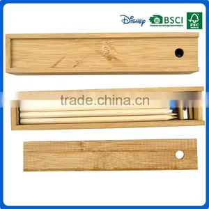 Eco Friendly Colour Pencils Crayon Set With Wooden Pencil Sharpener Into Wooden Sliding Drawer Box thumbnail-5