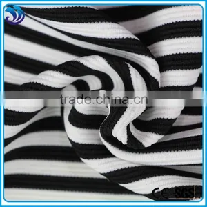 Classic Design Jacquard White and Black Stripe Printed Spandex Polyester Fabric thumbnail-1