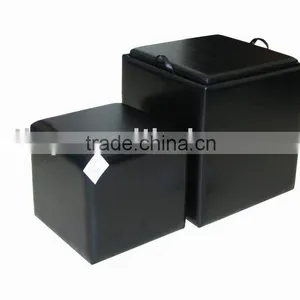 Faux Leather S/2 Square Large and Small Ottoman thumbnail-1