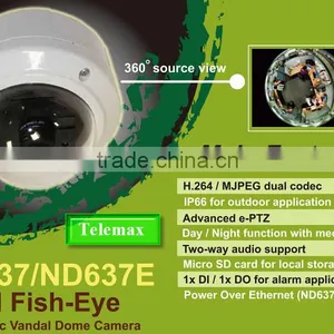 H.264 , 360 Degree Panorama Fisheye Vandal Dome Cctv Camera thumbnail-1