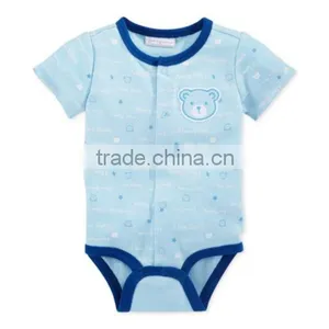 Hot Sale Baby Boys Summer Romper Simple Cute Printing And Emb Romper thumbnail-2
