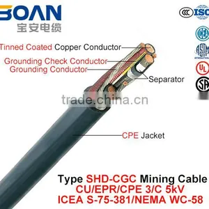 Type Shd-Gc Mine Cable TPU Sheath 3/C 5kv ICEA S-75-381/NEMA WC-58 thumbnail-1