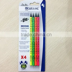 7" Standard Size Round Shape Black Wood Neon Body Heat Rolling HB Pencil in Blister Card thumbnail-1