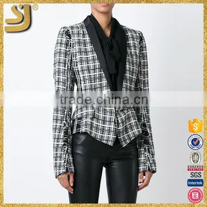 Spring Autumn 2016 Women American Style Plaid Blazers Lady Formal Outwear Coats Slim Fit Jacket Quality Choice thumbnail-3