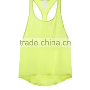 Neon Yellow Yoga Top Women Scoop Neck Tank Tops thumbnail-2