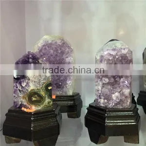 Natural Rock Amethyst Geode Cluster Wand Point Crystal Pillars thumbnail-3