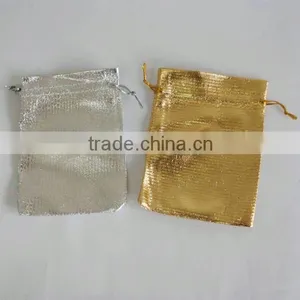 Shiny Metallic Silver Color Drawstring Pouches With Tassels thumbnail-2