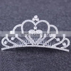 Korean Fashion Love Crown Bride Crown Alloy Rhinestone Hair Comb Hair Accessories Jewelry Factory Outlets thumbnail-3
