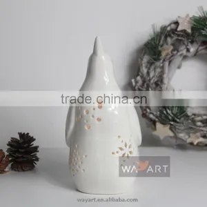 Cute Ceramic Penguin Statues With LED Light thumbnail-2