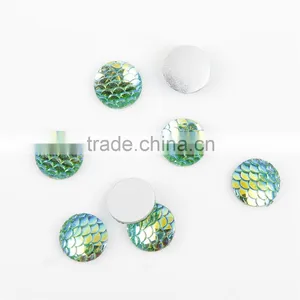 DIY 10mm/12mm ab Color Flat Back Cabochon Fish Scale Resin/plastic/acrylic Cheap Beads thumbnail-2