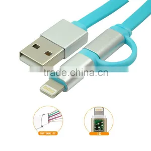 2015 Hot Sale Colorful Flat Aluminium 2 in 1 Usb 3.0 Charging Charger Data Cable thumbnail-5