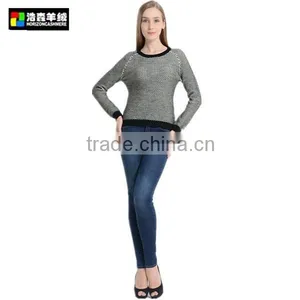 Grey Long Sleeve Cardigan, Knitted Pattern Cashmere Pullover thumbnail-1