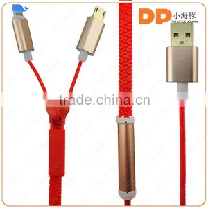 Charging and Sync Usb Data Cable Colorful Zipper Line Oem Logo Available for Phone Charger thumbnail-6