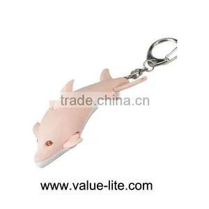 New Product Plastic Led Keychain Light With Sound Button Cell Different Shape thumbnail-1