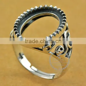 13*17.8mm 925 Sterling Silver Antiqued Silver Vintage Style Oval Saw Tooth Bezel Ring Base Blank Supplies DIY Findings 1223073 thumbnail-1