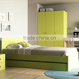 Queen Bunk Cheap Price Children Bedroom Furniture In Green Color thumbnail-4