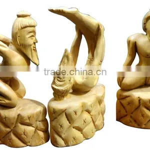 Yoga Yogi Statue India Handmade Handicraft Statue Murti Sculpture Artisan India Carving Guru Baba Ramdev thumbnail-2