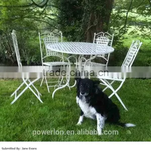 Ornate Wrought Iron 4 Folding Chair 90cm Circular Patio Set thumbnail-6