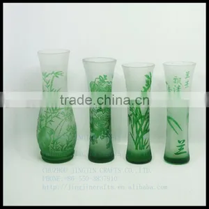 Modern Hand Cut Overlay Single Flower Crystal Glass Vase/red Green thumbnail-1