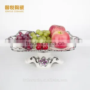 Stock Ceramic Candy Dish Golden ,ceramic Plate ,silver Golden Fruit Tray thumbnail-1