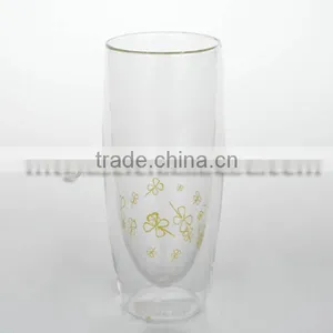 Clear Dubble Wall Wine Drinking Glass Beer Glass Tall Cup With Logo thumbnail-5