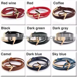 China Manufacturer Popular Anchor Bracelet for Men and Women Leather Bracelet thumbnail-4