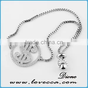 White Gold Diamond Dollar Bracelet 18K Micropave, Pave Diamonds Bracelet thumbnail-1