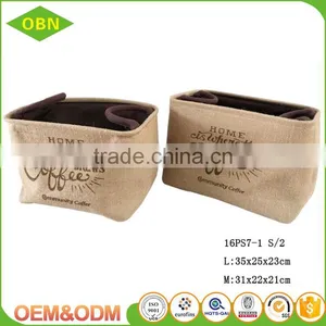 Wholesale China Cheap Household Sets 2 Decorative Corner Woven Jute Toy Storage Basket thumbnail-2
