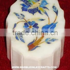 Alabaster Marble Inlay Gift Box, Marble Inlay Jewellery Box thumbnail-1