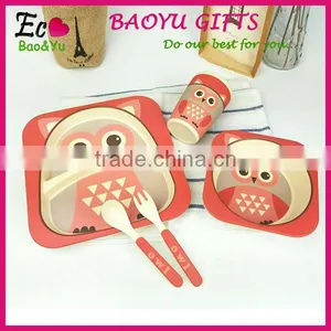 Eco-Friendly Bamboo Fiber Kids Dinner Plate Set 5-pieces thumbnail-1