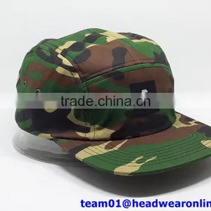 Custom Pattern Printed 5 Panel Hat With Leather Patch thumbnail-3