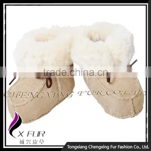 CX-SHOES-05B Genuine Sheared Sheep Skin Casual Baby Leather Shoes thumbnail-1